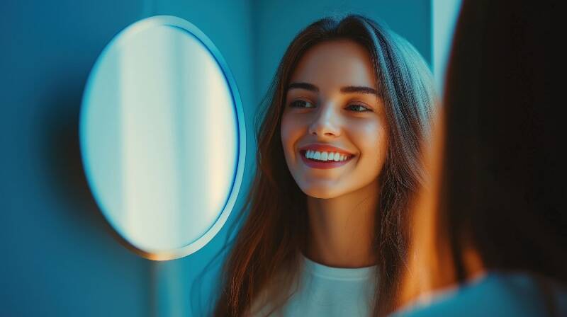 Young girl showing her teeth while smiling